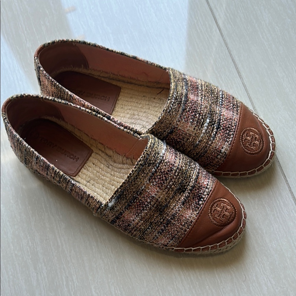 Tory Burch Brown Espadrilles with Woven Design